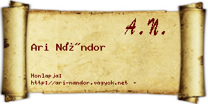 Ari Nándor névjegykártya