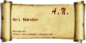 Ari Nándor névjegykártya